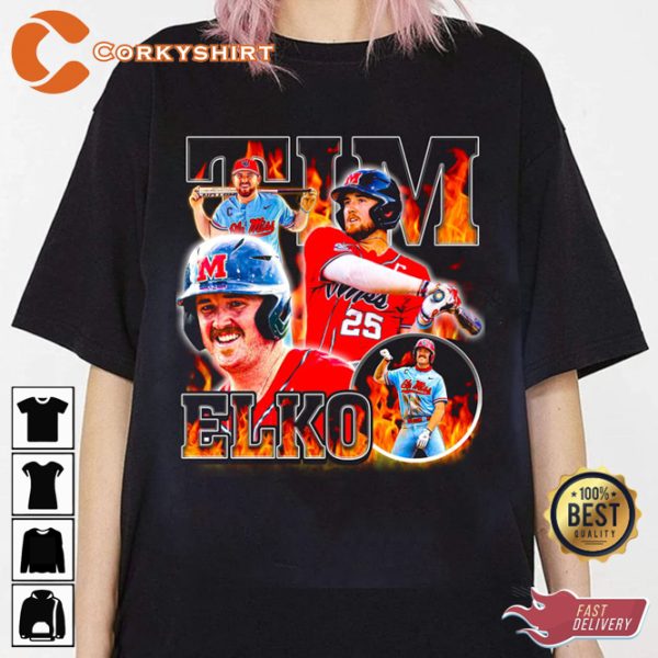 Tim Elko Power University of Mississippi Baseball Sportwear T-Shirt