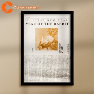 Vintage Wall Art Trendy Aesthetic Print Chinese New Year The Rabbit Poster