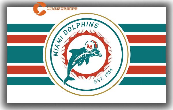 1966 Miami Dolphins Football Team Memorable Flag