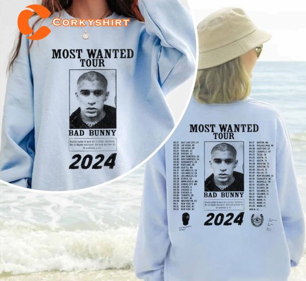 Bad Bunny Tour Most Wanted 2024 T-shirt