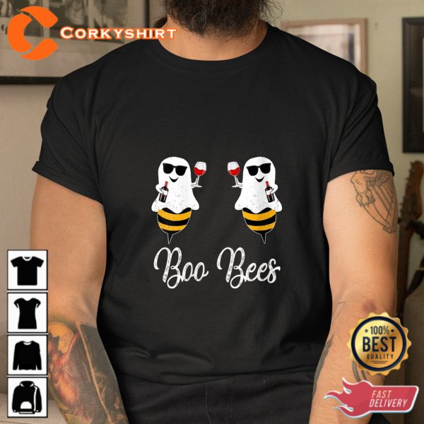 Boo Bees Couples Halloween Shirt Wine Drinking Sweatshirt