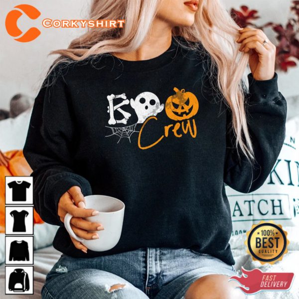 Boo Crew Lazy Halloween Ghost Pumpkin Bones Sweatshirt