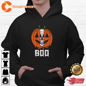 Boo Jack O Lantern Skull Scary Halloween Sweatshirt