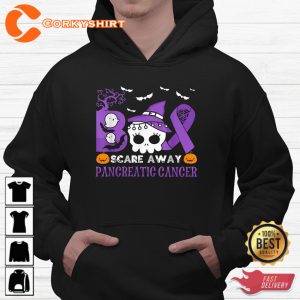 Boo Scare Away Pancreatic Cancer Halloween Sweatshirt