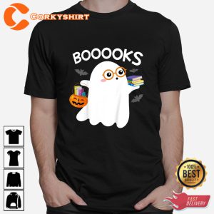 Booooks Cute Ghost Reading Library Books Halloween Sweatshirt