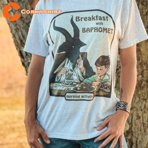 Breakfast With Baphomet Meme Funny Occult T-shirt