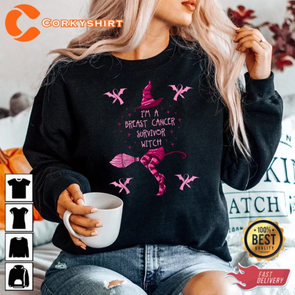 Breast Cancer Halloween Party Witch Pink Ribbon Survivor Sweatshirt