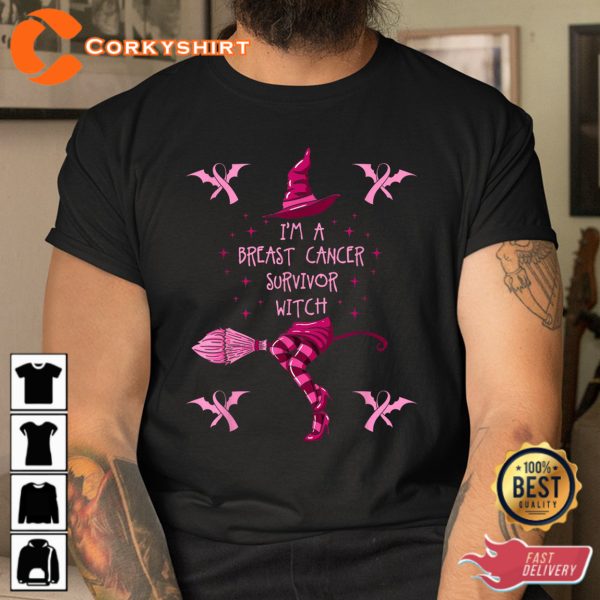 Breast Cancer Halloween Party Witch Pink Ribbon Survivor Sweatshirt