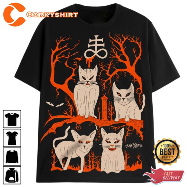 Creepy Cats Dark Symbols T-Shirt