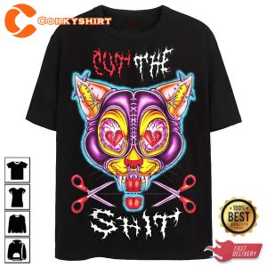 Cut The Shit Crazy Cat T-Shirt