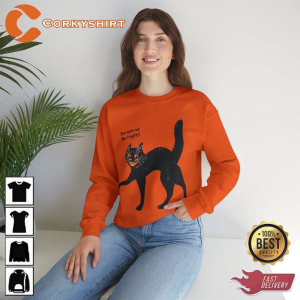 Cute Cat Halloween Sweatshirt Funny Scared Cat You Gave Me shirt