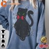 Cute Vintage Black Cat Ghost With Bowtie Shirt
