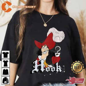 Disney Peter Pan Captain Hook Mischievous Smile Circle Cartoon T-Shirt