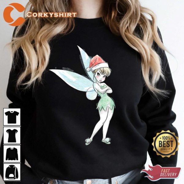 Disney Peter Pan Tinker Bell Holiday Santa Tinker Xmas Sweatshirt