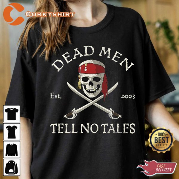 Disney Pirates Of The Caribbean Dead Men Tell No Tales EST 2003 Cartoon T-Shirt