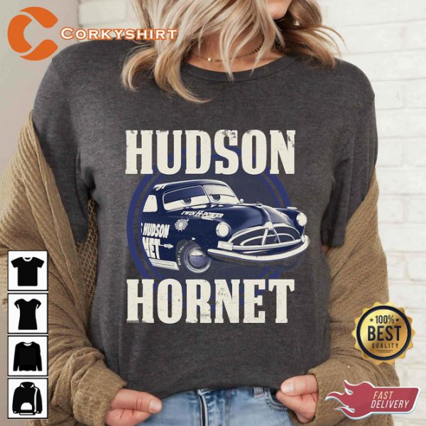 Disney Pixar Cars Hudson Hornet Badge Graphic Vintage Inspired T-Shirt