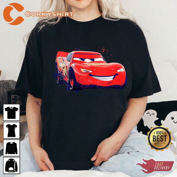 Disney Pixar Cars Lightning Mcqueen Paint Cartoon T-Shirt