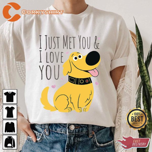 Disney Pixar Up Dug Portrait Dug I Just Met You Quote T-shirt