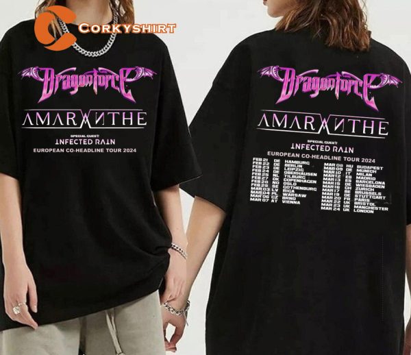 DragonForce Tour 2024 Merch Co-Headline Concert With Amaranthe T-shirt