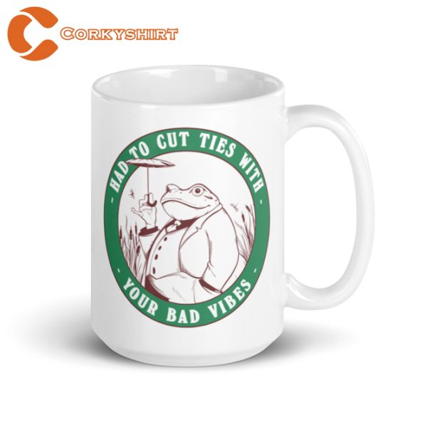 Frog Cutting Ties With Your Bad Vibes Ceramic Coffee Mug