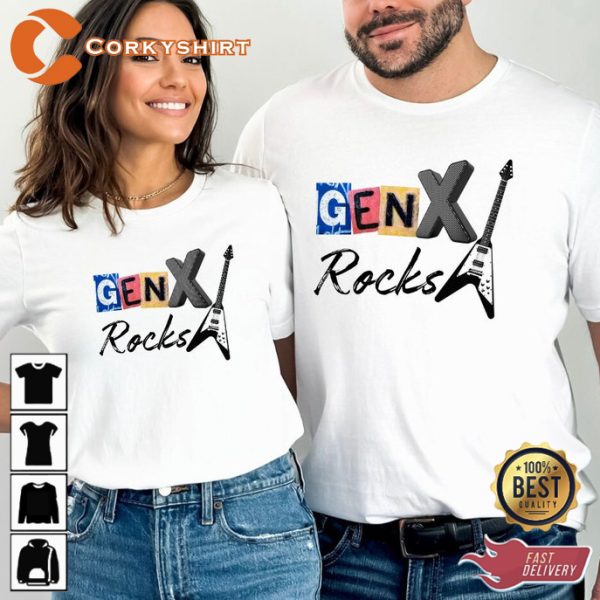 Gen X Rocks Best Generation Rock and Roll Vintage Style T-Shirt