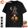 Goth Girl Halloween Pumpkin T-Shirt