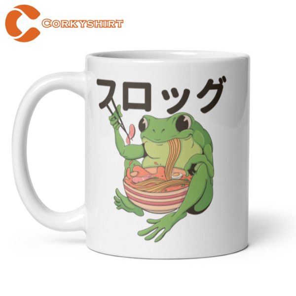 Japanese Frog Eating Ramen Cute Toad Ceramic Coffee Mug