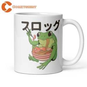 Japanese Frog Eating Ramen Cute Toad Ceramic Coffee Mug