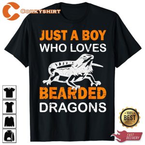 Just A Boy Who Loves Bearded Dragons Reptile Lover T-shirt