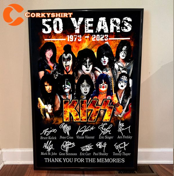 Kiss Band 50th Anniversary 1973-2023 Thank You For The Memories Poster