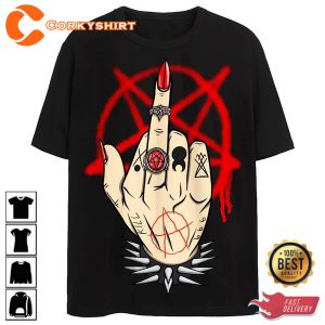 Metal F Finger Satan Evil T-Shirt