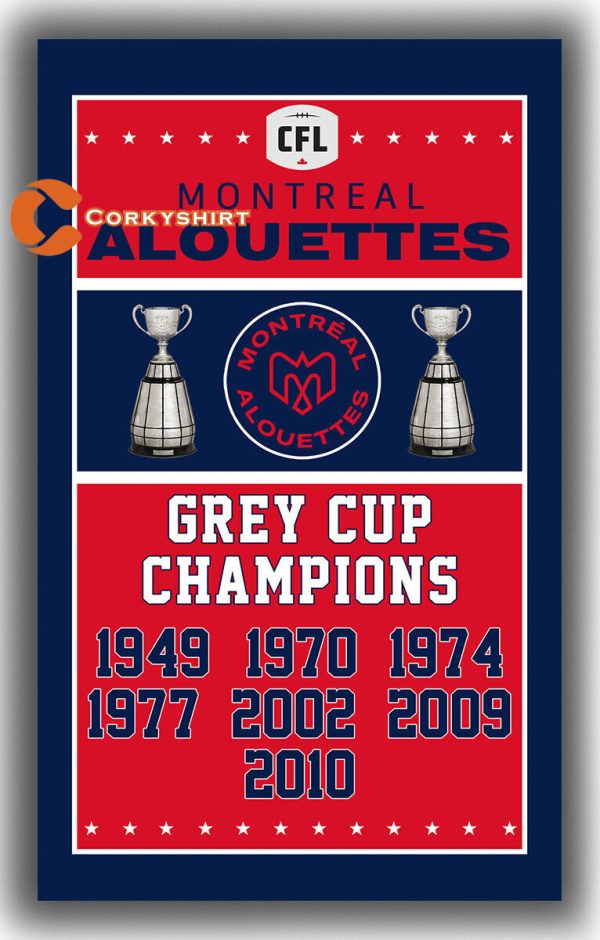 Montreal Alouettes Football Team Grey Cup Champions Flag