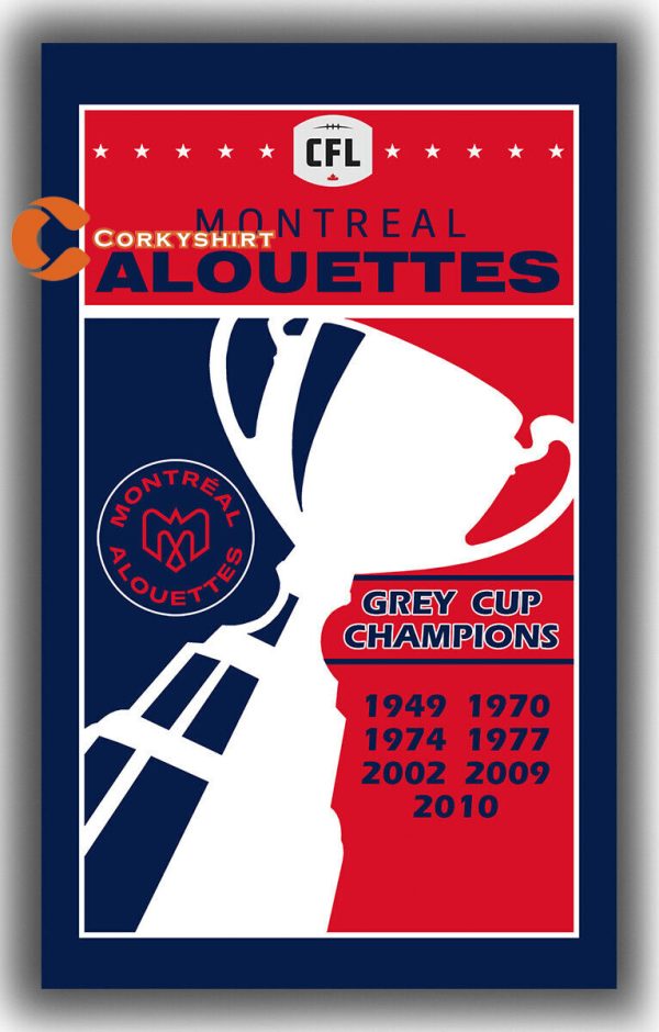 Montreal Alouettes Football Team Grey Cup Champions Flag 3x5ft Banner