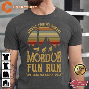 Mordor Fun Run Middle Earths Annual One Does Not Simply Walk Short Sleeve T-Shirt