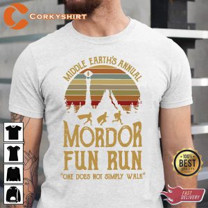 Mordor Fun Run Middle Earths Annual One Does Not Simply Walk Short Sleeve T-Shirt