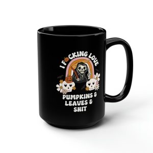 Pumpkins And Leaves Grim Reaper Funny Halloween Coffee Mug