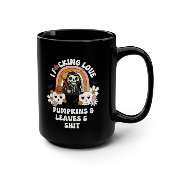 Pumpkins And Leaves Grim Reaper Funny Halloween Coffee Mug