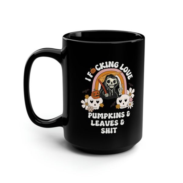 Pumpkins And Leaves Grim Reaper Funny Halloween Coffee Mug