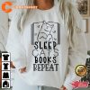 Sleep Cat Meme On Books Repeat T-shirt