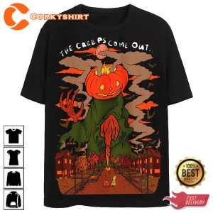 The Creeps Come Out Halloweentown Pumpkin Devil T-Shirt