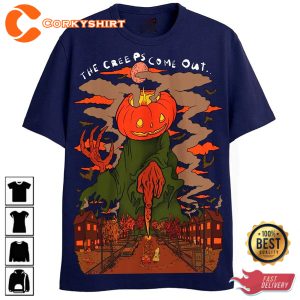 The Creeps Come Out Halloweentown Pumpkin Devil T-Shirt