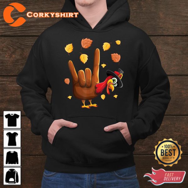 Asl Tukey American Sign Language I Love You Thanksgiving Shirt Hoodie