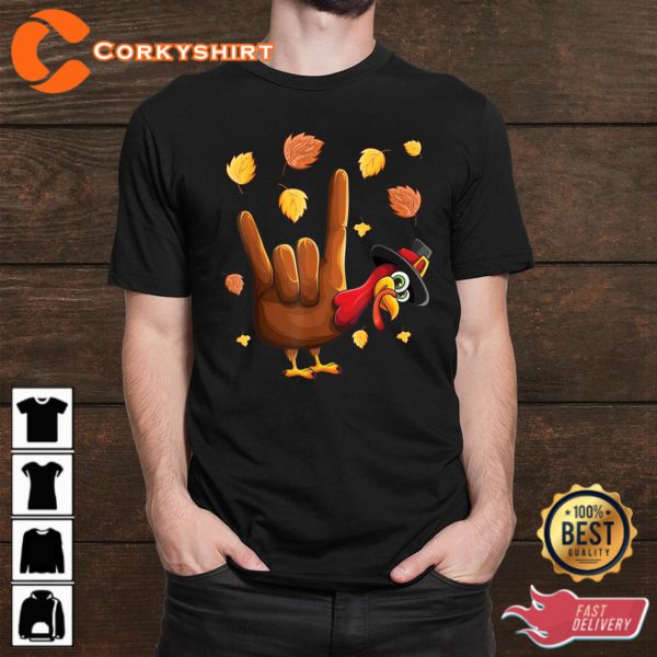 Asl Tukey American Sign Language I Love You Thanksgiving Shirt Hoodie
