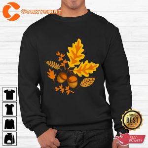 Autumn Leaves And Acorns Fall Thanksgiving Sweatshirt Men