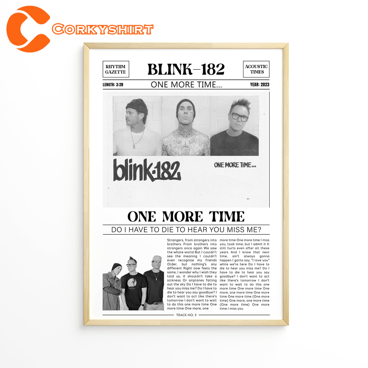Blink 182 Tour Poster One More Time Album Do I Have To Die To Hear You Miss Me Lyrics