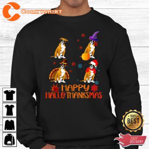 Boxer Dog Happy Hallothanksmas Thanksgiving Xmas Sweatshirt