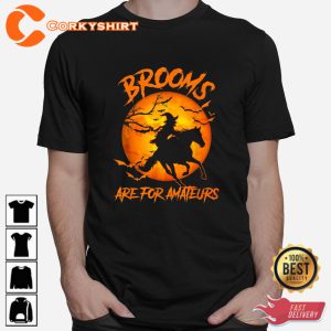 Brooms Are For Amateurs Witch Riding Horse Halloween Sweatshirt