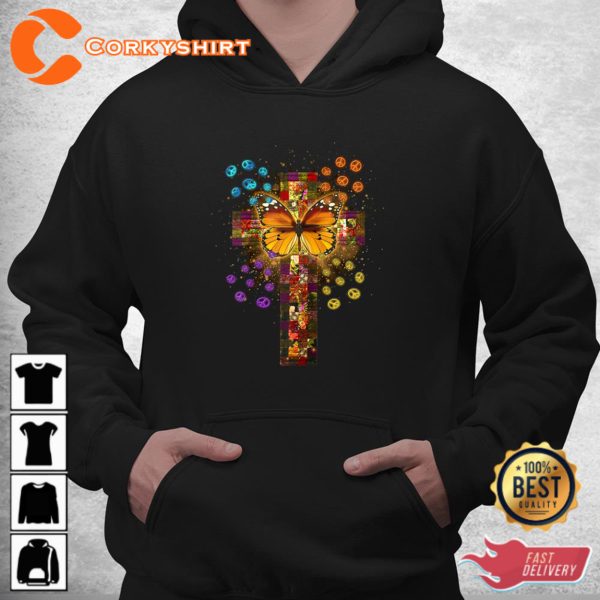 Butterflies On Cross Thanksgiving T Shirt