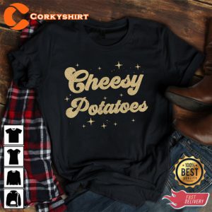 Cheesy Potatoes Thanksgiving Food Nutrition Matching Black Shirt
