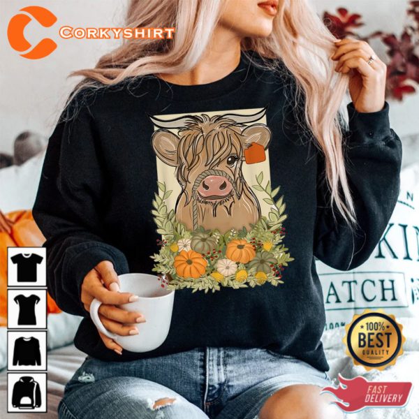 Cow Pumpkin Thanksgiving Cow Sweatshirt